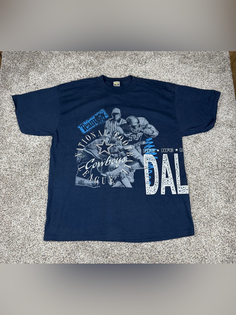 Vintage 90s Sz 2XL Men’s Competitor Dallas Cowboys NFL Double Sided Shirt Blue